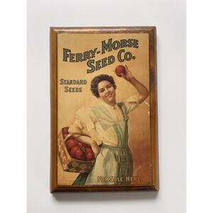 FERRY-MORSE SEED CO ADVERTISING Standard Seeds For Sale Here Wooden Plaque Sign